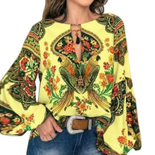 Carregar imagem no visualizador da galeria, 2019 Casual Vintage Shirt Blouse Women Floral Printed Lantern Sleeve Plus Size Women Tops And Blouse V Neck Blusas Mujer De Moda