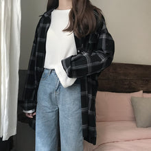 Load image into Gallery viewer, Women New Shirts Casual Plaid All-match Loose Long Sleeve Students Daily BF Ulzzang Single Breasted Womens Korean Style Harajuku