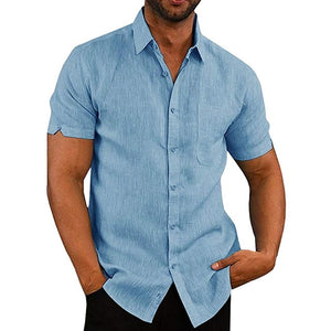 SHUJIN 2019 Men's Shirts Solid Short Sleeve Button Casual Tops Male Streetwear Loose Summer Slim Fit Breathable Shirt Chemise